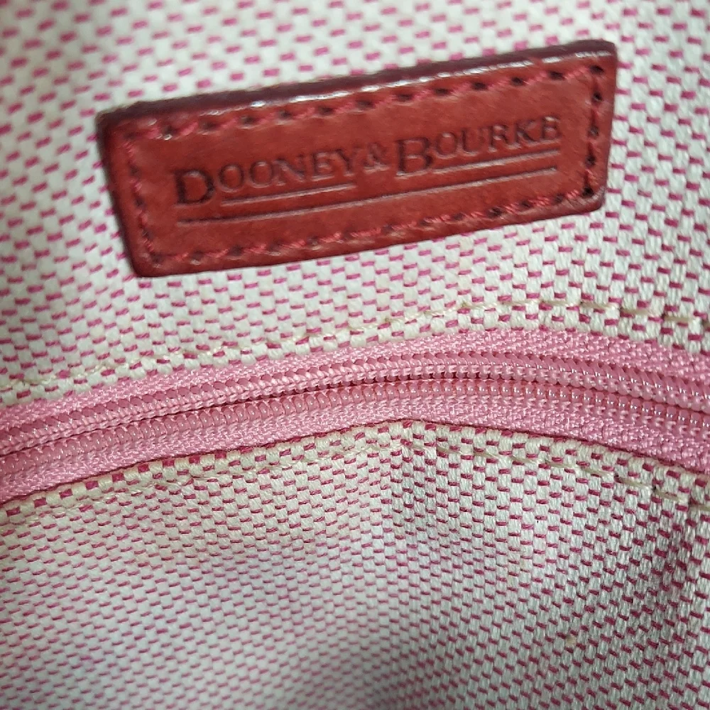 Dooney & Bourke Zebra Canvas Tote Bag Red Leather Trim Safari Large READ DESC